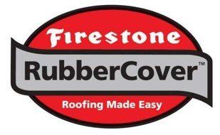 Firestone RubberCover branded logo graphic reading Roofing Made Easy.